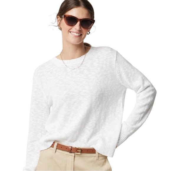 J. Crew Sweaters - J. Crew Classic White Cotton Blend Beach Crewneck Sweater NWT S